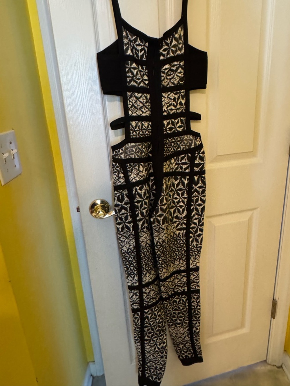 Black & White Cutout Patterned Jumpsuit
